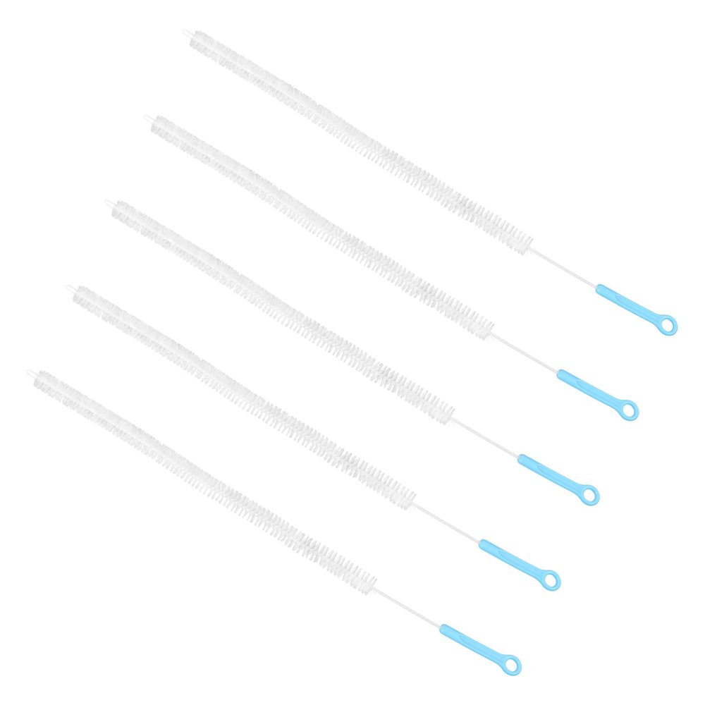 AUTSUPPL 5pcs Long Plumbing Brush Drain Cleaning Tool for Sink and Kitchen Drain, White Plastic, Easy-Grip Design for Removing Clogged Hair and Grime in Bathroom Pipes