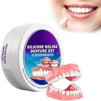 Silicone Reline Denture Set, Silicone Denture Set, Silicone Denture Kit, Soft Silicone Denture Reline Kit, Silicone Reline for Perfect fit Dentures (1pcs)