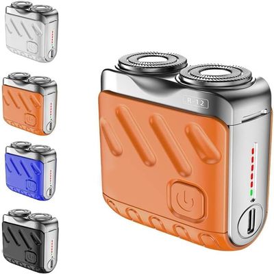 2024 New Beard Shaver Traveler Mini Suitcase Design Double-Ring Magnetic Cutter, Men's Favorite Portable Mini Electrict Shaver, Ipx7 Waterproof, USB Rechargeable (Orange)