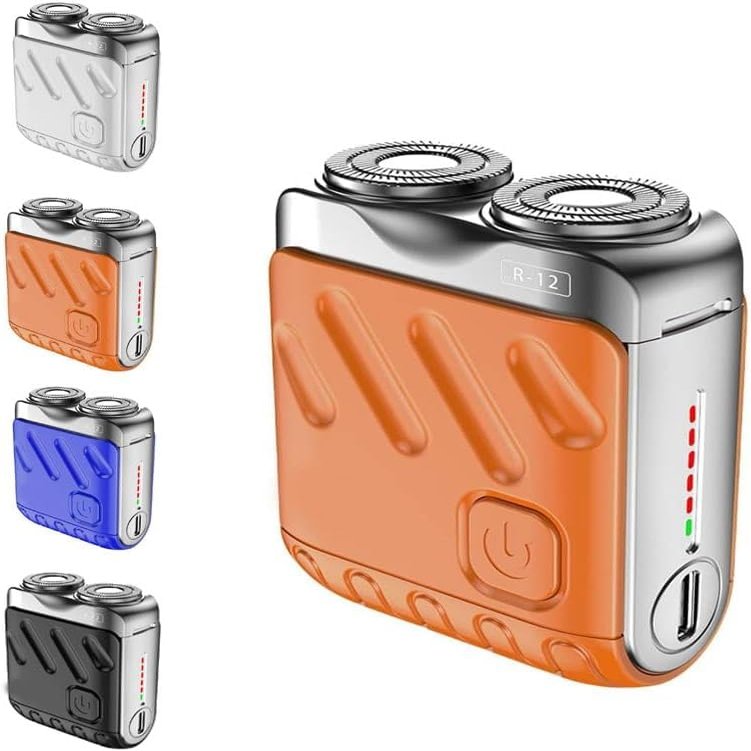 2024 New Beard Shaver Traveler Mini Suitcase Design Double-Ring Magnetic Cutter, Men's Favorite Portable Mini Electrict Shaver, Ipx7 Waterproof, USB Rechargeable (Orange)
