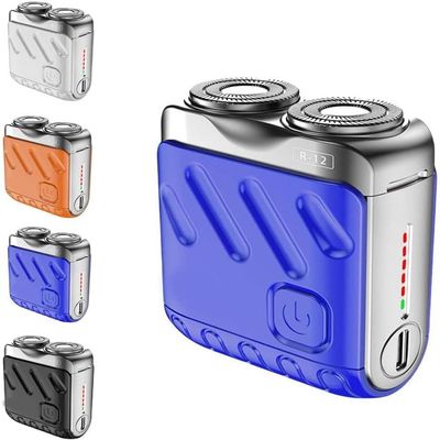 2024 New Beard Shaver Traveler Mini Suitcase Design Double-Ring Magnetic Cutter, Men's Favorite Portable Mini Electrict Shaver, Ipx7 Waterproof, USB Rechargeable (Blue)
