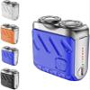 2024 New Beard Shaver Traveler Mini Suitcase Design Double-Ring Magnetic Cutter, Men's Favorite Portable Mini Electrict Shaver, Ipx7 Waterproof, USB Rechargeable (Blue) view 1