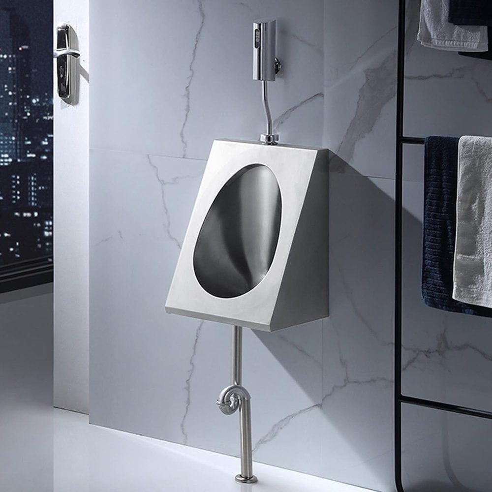 ZJGFCB Wall-Mounted Stainless Steel Men's Urinal, Automatic Integrated Induction Bathroom Toilet Urinal, Used In Bars, Hotels, Schools Public Toilet Urinal,Wall Drainage And Flo(Color:D)