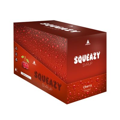 PEAK Squeazy Syrup - Display - 10 x 65ml - Flavour Cherry I for up to 8 l ready-to-drink beverage I sugar-free syrup with real fruit extract I vegan I zero calories
