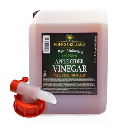 Eden's Orchard Apple Cider Vinegar with the Mother | Raw and Unfiltered | 5 Litre Jerry Can | Includes Jerry Can Tap | 1.1 Imperial Gallons | 5000ml