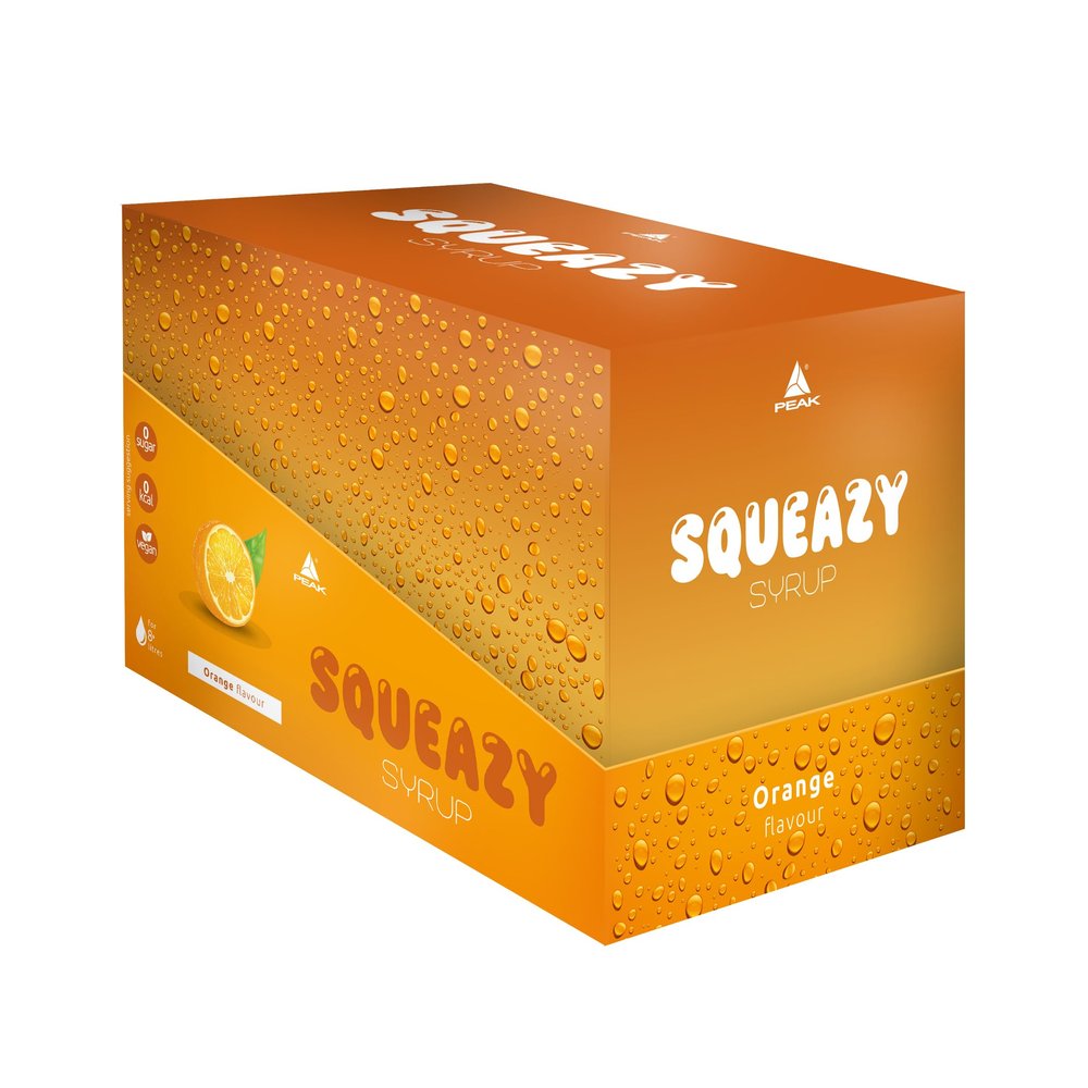 PEAK Squeazy Syrup - Display - 10 x 65ml - Flavour Orange I for up to 8 l ready-to-drink beverage I sugar-free syrup with real fruit extract I vegan I zero calories