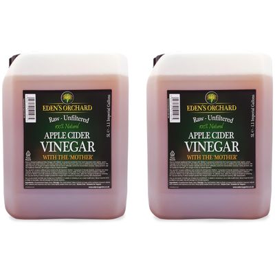 Eden's Orchard Apple Cider Vinegar with the Mother | Raw and Unfiltered | 5 Litre Jerry Can | Pack of 2 | Includes Jerry Can Tap | 10 Litres | 2.2 Imperial Gallons | 10,000ml