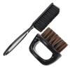 SKISUNO Barber Brush Set Neck Duster and Ring Brush, Black Nylon Hair Dusting and Beard Styling Tools for Mens Grooming and Haircut Cleanup view 1