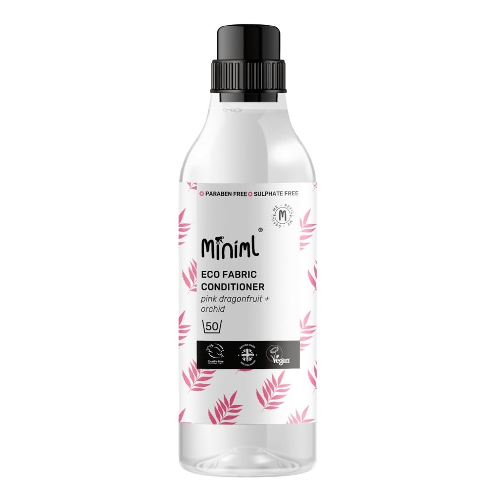 Miniml Fabric Softener & Conditioner 1L Bottle - Pink Dragonfruit & Orchid Scented All Natural Fabric Softener for Sensitive Skin - 100% Vegan & Cruelty Free (50 Washes)