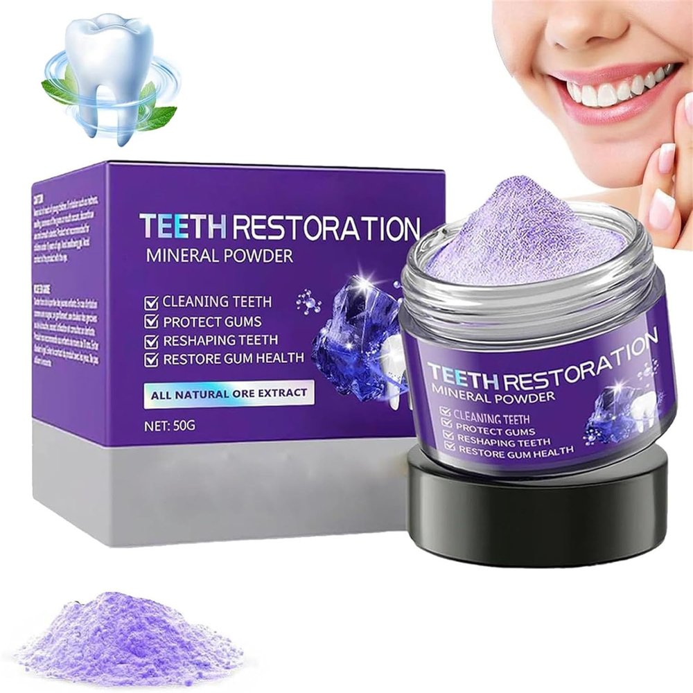 GarageLine Teeth Restoration Mineral Powder, GarageLine Mineral Tooth Powder, Teeth Whitening Powder, Dental Restoration Mineral Powder, Effective in Strengthening Teeth and Gums, Fresh Breath (1)