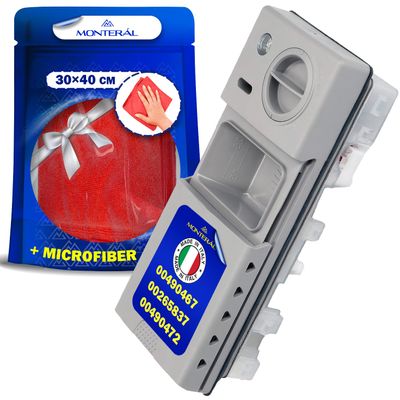 Detergent Dispenser Type 100998 for Dishwasher with Original Code 00490467 00265837 00490472 for Bosch for Siemens - Complete with Microfibre Cloth - MADE IN ITALY - Warranty 10 Years MONTERAL