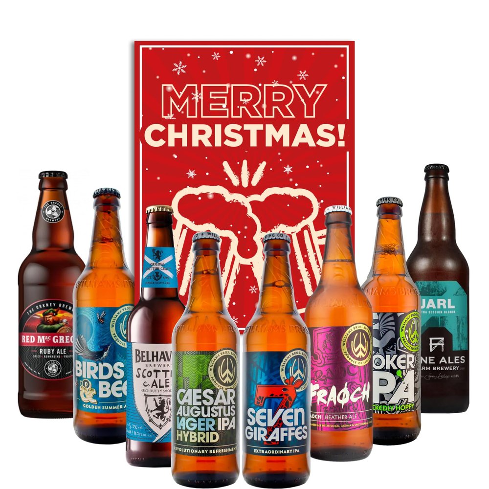 Beer Gifts for Men and Women - Includes Christmas Card - 8x500ml Scottish Beer Gift Set - A Craft Ale Selection Box - Craft Ale Gift Set by Liquid Vault
