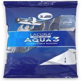 Lacura Aqua 3 Disposable Razors, Pack of 4