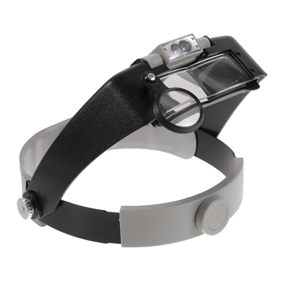 BEBEMOKO Head-mounted Multifunctional Magnifying Glass Led Light for Reading Repair and Cross Stitch, Adjustable Headband Magnifier for Close Work and Hobbies