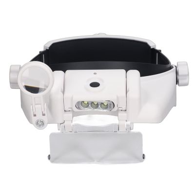 KLFEXVP Head Magnifier with 3 LED Lights Rechargeable Headband Magnifying Glass with 4 Interchangeable 2.0X 2.5X 3.0X 3.5X for Reading Repair