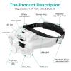 KLFEXVP Head Magnifier with 3 LED Lights Rechargeable Headband Magnifying Glass with 4 Interchangeable 2.0X 2.5X 3.0X 3.5X for Reading Repair view 3
