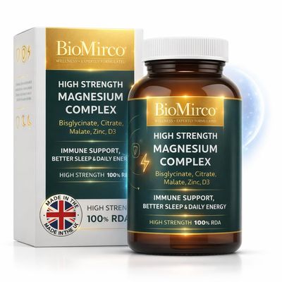 Magnesium Complex Supplement, Magnesium and Zinc, D3 Supplements, Glycinate/Bisglycinate, Malate, Citrate 5 in 1, Muscle & Bone, Energy Support & Sleep Aid, High Strength 100% RDA, UK Made Supplement