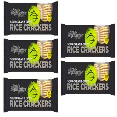 Sour Cream & Chive Rice Crackers, 5 x 100g, 104 Calories per Serving, Baked, Gluten-Free, Vegetarian