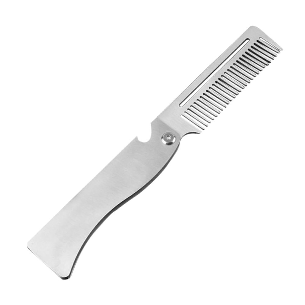 FOMIYES Stainless Steel Folding Hair Comb for Men Portable Beard Comb Function for Travel and Daily Grooming