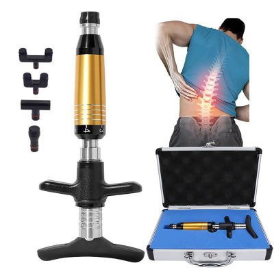 Chiropractic Adjustment Tool + 4 Massage Heads, 6 Levels Manual Spine Massager, for Scoliosis Adjuster Spine Activator, 50-300N Adjustable Force,Gold