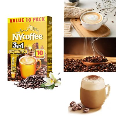 Mokkatte Gold Premium latte 10pk SachHets 140g & Nyy Coffee 3 in 1 10pk SachHets Boxes 140g (1 x Box (10 SachHets), Vanilla coffee)
