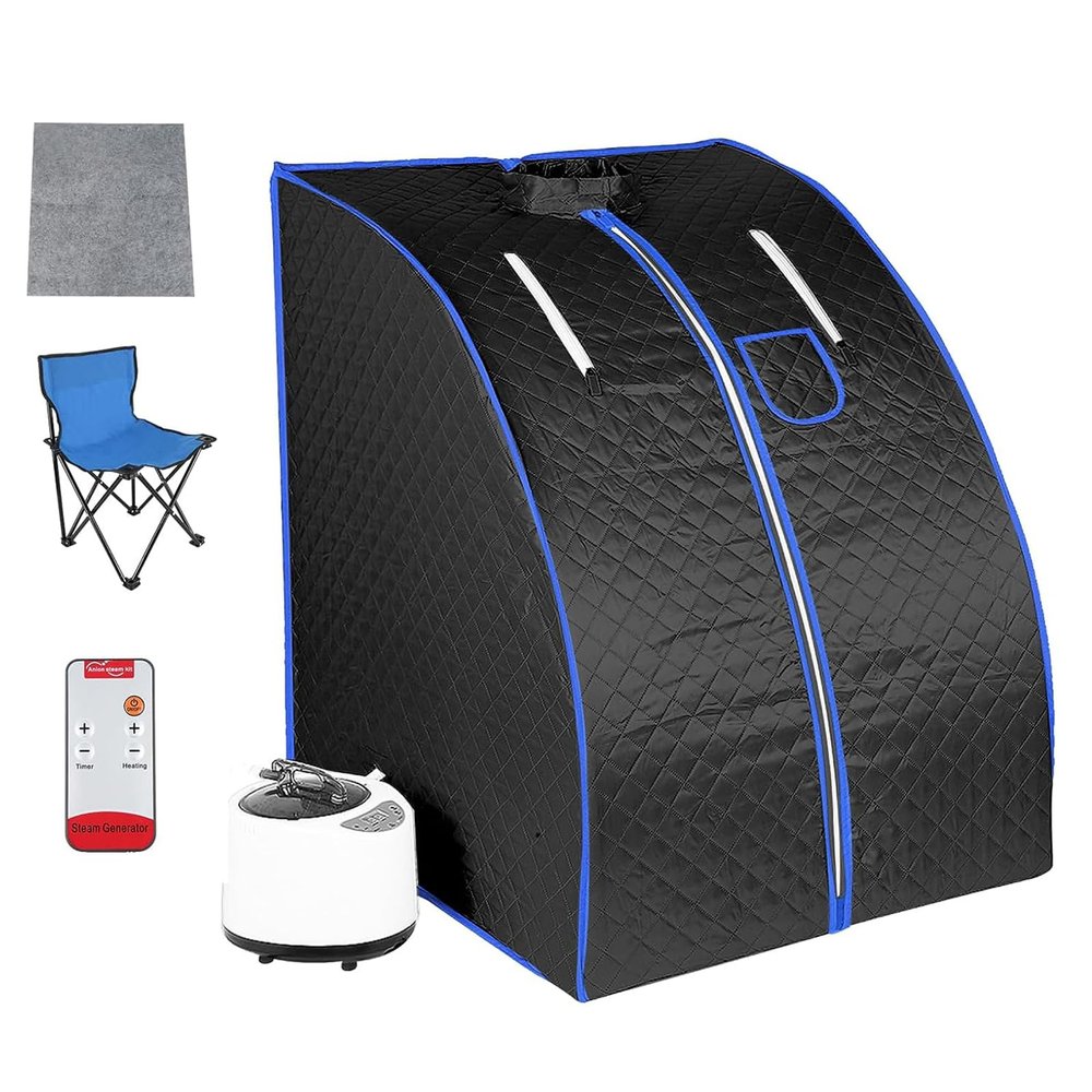 CHANGLKJ Personal Sauna Tent, Portable Home Steam Sauna Kit with Sauna Pot and Remote, Temperature and Time Adjustable, 2.2L Capacity and Convenient To Fold, for Individual Spa, Stress/fatigue Relief
