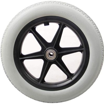 12" Wheelchair Castor Wheels, PU Solid Rear Tire Wheel Replacement for Manual Wheelchairs 2PCS