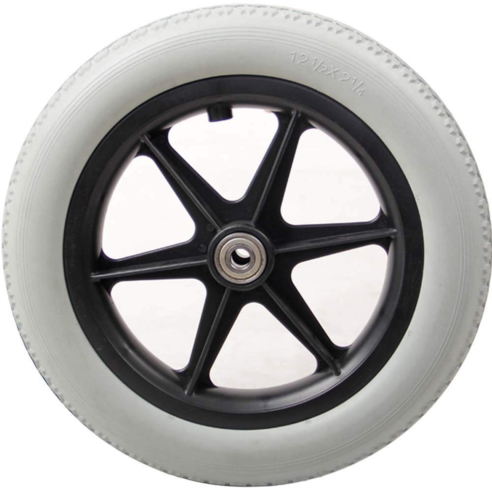 12" Wheelchair Castor Wheels, PU Solid Rear Tire Wheel Replacement for Manual Wheelchairs 2PCS