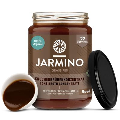 JARMINO Organic Bone Broth Concentrate from Beef, from Germany, 220 g (22 Servings), Rich in Organic Collagen