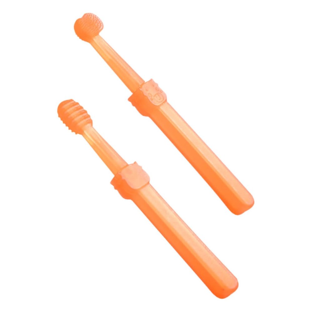 SECFOU 2pcs Silicone Toothbrush Set Boy Girl Toothbrush Tongue Cleaner Gentle for Newborns Portable Oral Care Kit