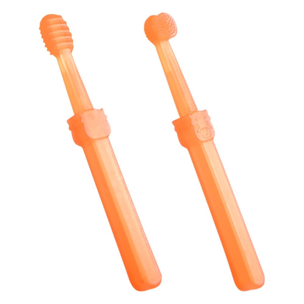 MOLUCKFU 2pcs Delicate Toothbrush Set for Boy Girl and Boy Girl Silicone Toothbrush Tongue Cleaner for First and Teething Care