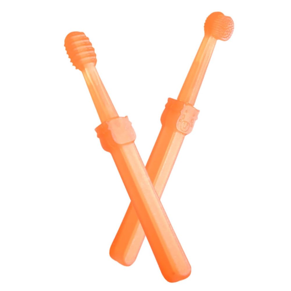 HOMOCONO 2pcs Soft Silicone Bristles Boy Girl Toothbrush Set Boys and Girls Silicone Toothbrush Animal Design Dog Cat Pet Oral Cleaner Brush