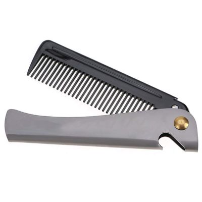 Folding Mustache Comb For Men, Stainless Steel Anti Static Round Teeth Beard Comb Beard Straightener For Men, Folding Pocket Moustache Shaping Comb For Grooming Styling Hair