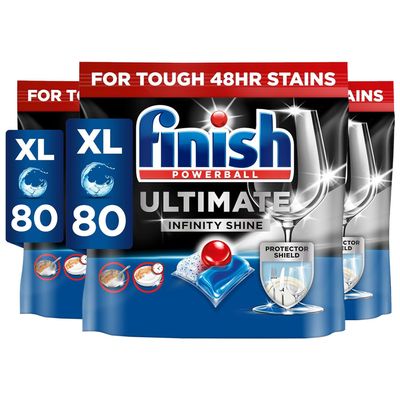3 x 80 Finish Ultimate Infinity Shine Dishwasher Tablets Total 240 Bulk