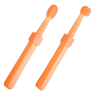 GARVALON 2pcs Boys and Girls Toothbrush Set Soft Silicone Teething Brush Boy Girl Oral Care Travel Toothbrush