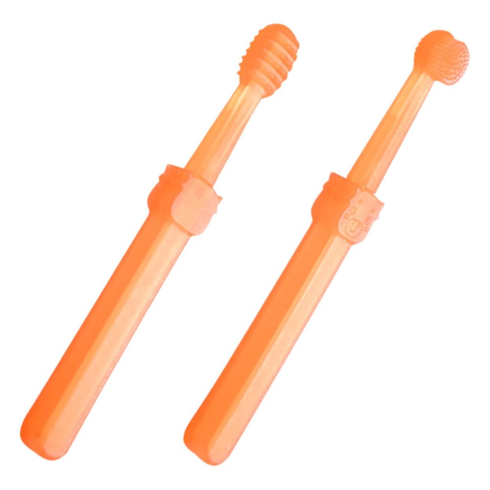 GARVALON 2pcs Boys and Girls Toothbrush Set Soft Silicone Teething Brush Boy Girl Oral Care Travel Toothbrush