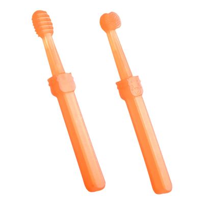 ORFOFE 2pcs Boys and Girls Toothbrush Set Teething Brush Newborn Oral Care Soft Silicone Bristles Animal Design Travel-Friendly
