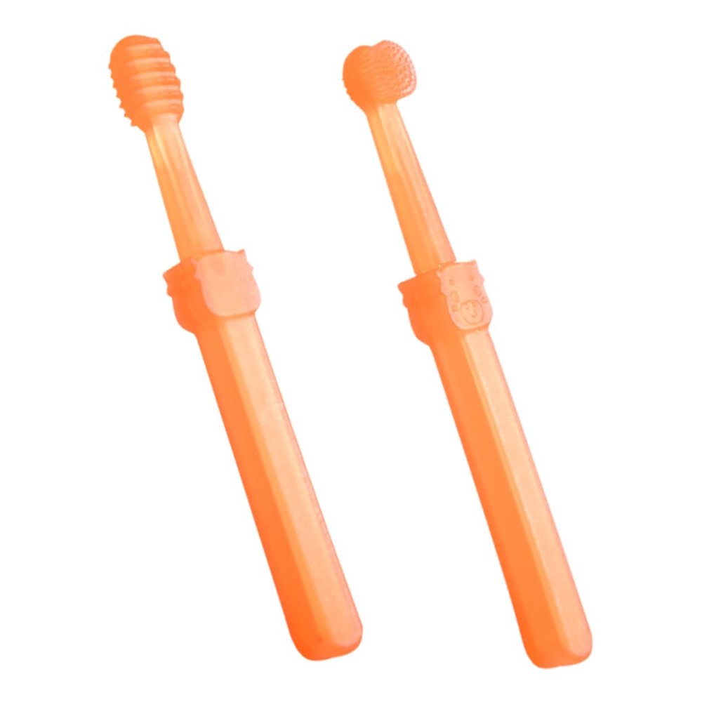 ORFOFE 2pcs Boys and Girls Toothbrush Set Teething Brush Newborn Oral Care Soft Silicone Bristles Animal Design Travel-Friendly