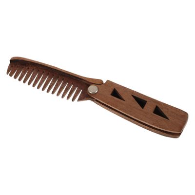 OHPHCALL Men's Beard Mustache Comb Portable Folding Hair Comb Wide Tooth and Pu Protective Case Barber Accessory