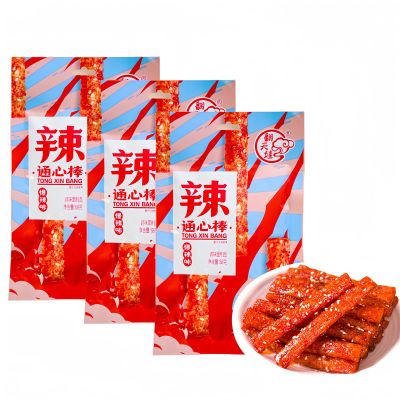 MKSDDF-Latiao 68g/2.39oz Per 3 Packs Spicy Sticks Chinese Classic Snacks, Vegetarian, Casual Snacks Spicy Snacks Latio Chinese Snacks (Normal spicy*3 packs)