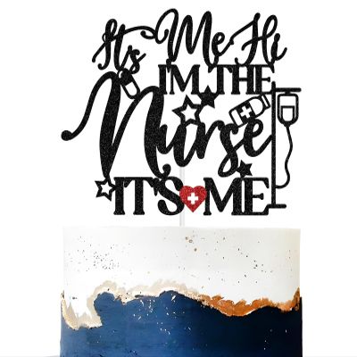 Congrats Nurse Cake Topper, Congratulations BSN RN LPN Grad, Class of 2025 Nursing School Survivor Graduation Party Decorations Supplies, Black and Red Glitter