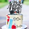 Congrats Nurse Cake Topper, Congratulations BSN RN LPN Grad, Class of 2025 Nursing School Survivor Graduation Party Decorations Supplies, Black and Red Glitter view 3
