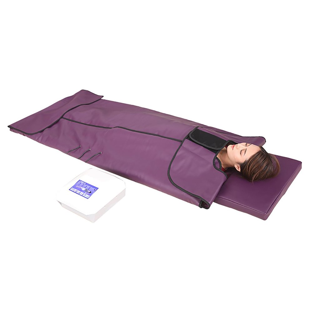 COYEUX 600W Sauna Blanket, Digital Heat Sweating Equipment with 96 Bian Stone + 6 Photon Lights, Waterproof Three-Stage Temperature Control, for Relaxation Detoxification