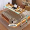 Over Bed TableOver Bed Desk Height Adjustable 65-95cm Mobile Height And Length Adjustable Computer Desk Laptop Cart Food Tray Desk Rolling Medical Table Lazy Design(Color:Wood) view 4