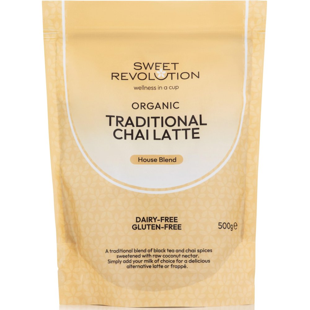 Sweet Revolution, Organic Traditional Chai Latte with Black Tea, House Blend (1 x 500g), Gluten Free, Dairy Free, Refined Sugar-Free