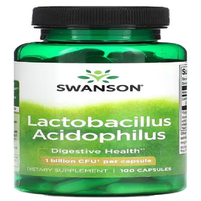 Swanson - Lactobacillus Acidophilus | Probiotic for Gut and Digestive Health | 1 Billion CFU Capsules - 100 Count