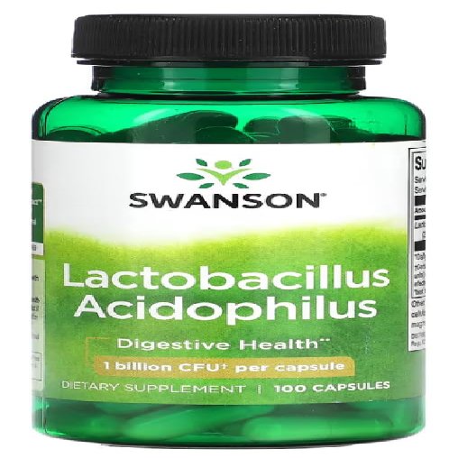 Swanson - Lactobacillus Acidophilus | Probiotic for Gut and Digestive Health | 1 Billion CFU Capsules - 100 Count