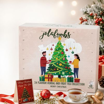 JOLAFUNBS Tea Advent Calendar 2026 Women, Mens Gift Set & Grandparents Gifts Hamper Box & Card-24 Flavour Fruit & Herbal Tea Gift Set for Christmas,Gifts Stocking Fillers, Relax Tea Xmas Eve Countdown