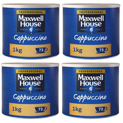 Maxwell House Cappuccino Instant Coffee 1kg Tin (Pack of 4, Total 4000 grams)