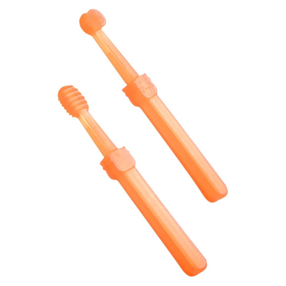 Healeved 2pcs Toothbrush Set for Toddlers Teething Brush Newborn Oral Care Soft Silicone Bristles Fun Animal Design Travel Toothbrush Kit